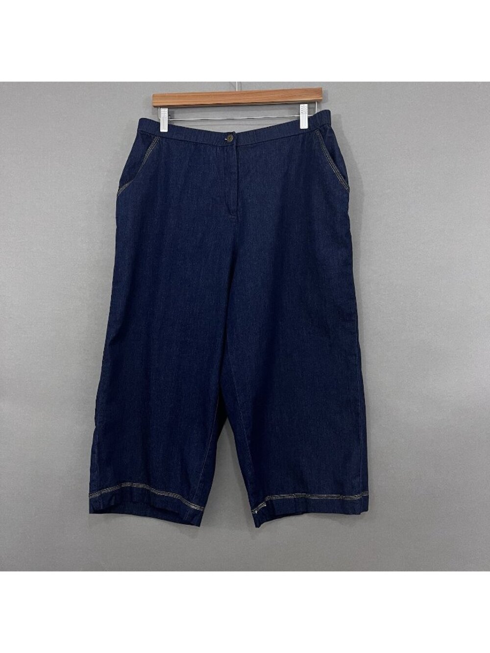Susan Graver Style Blue Crop Wide Leg Denim Pants